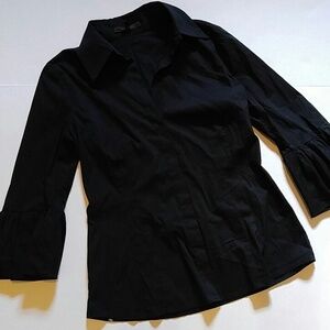 Black Button Top Bell Sleeves M